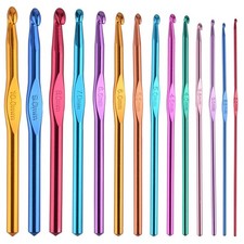 14 Pcs Multicolor Aluminum Crochet Hooks Knitting Needles for Craft Yarn