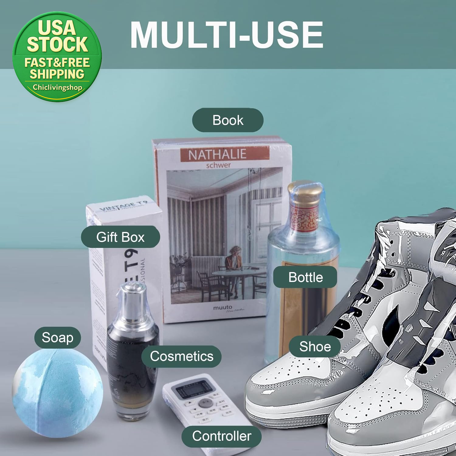 Shrink Wrap Bags 100Pcs 12X8 Inch Clear PVC Heat Seal for Soap Bath Bombs Jars