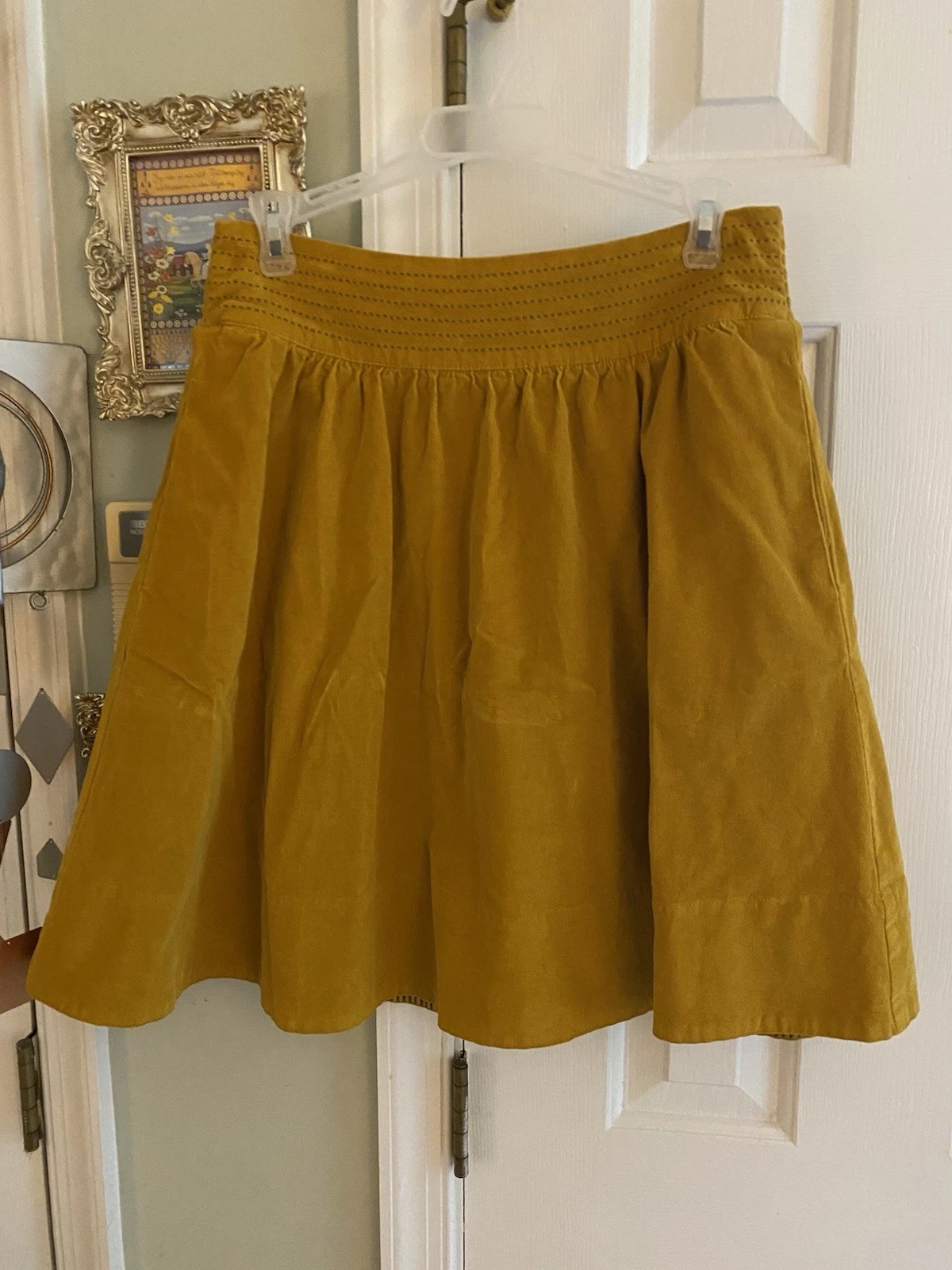 Anthropologie Edmé & Esyllte Corduroy Mustard Skirt Size 6
