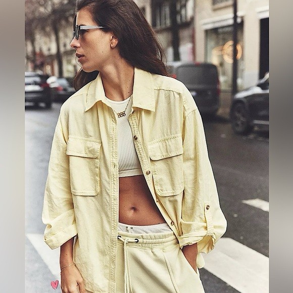 We The Free people yellow linen button up