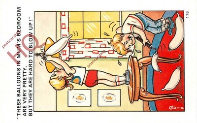Ansichtskarte_ Comic, Kondomballons [L.C.]