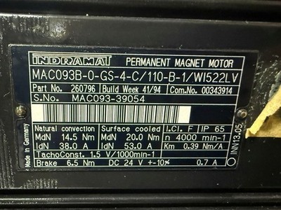 REXROTH INDRAMAT MAC093B-0-GS-4-C/110-B-0/W1522LV