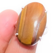 Tiger Eye Gemstone Handmade 925 Sterling Silver Jewelry Ring Size 6.  US 