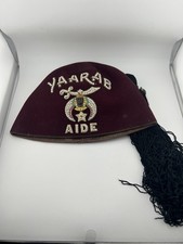Vintage YAARAB Shriners Fez Hat Aide Jeweled Rhinestone Masonic Temple Size 7 