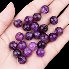 50pcs Natural Amethyst Stone Round Big Hole Beads Jewelry Making 10mm Hole 2mm