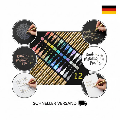 AOSUCO Metallic Stifte - 12 Farben Dual Tip Metallic Marker Stifte Set Für Foto