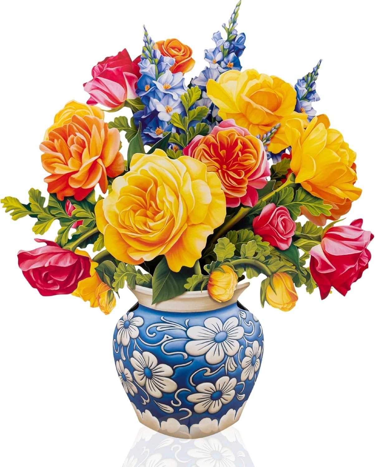 Charming 12 Inch Sorbet Roses 3D Pop-Up Card – Birthday & Thank You Delight