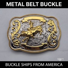 GOLD  SILVER IN COLOR ONLY BULL RIDING RODEO COWBOY METAL BELT BUCKLE