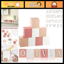 Custom Wooden Name Sign - 8 Letter Blocks  78 Alphabet Cubes for Montessori Dec