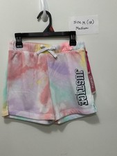 NWT Justice Girls Printed EDF Sweat Shorts Size M 10 Multicolor, Glitter Logo