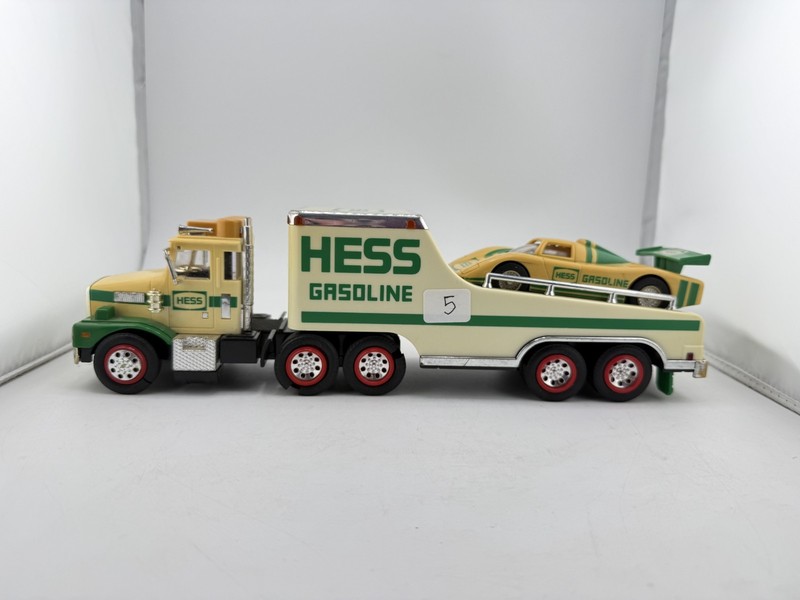 Vintage 1988 Hess Toy Truck and Racer - Read: Non-Working / Heavy Yellowing