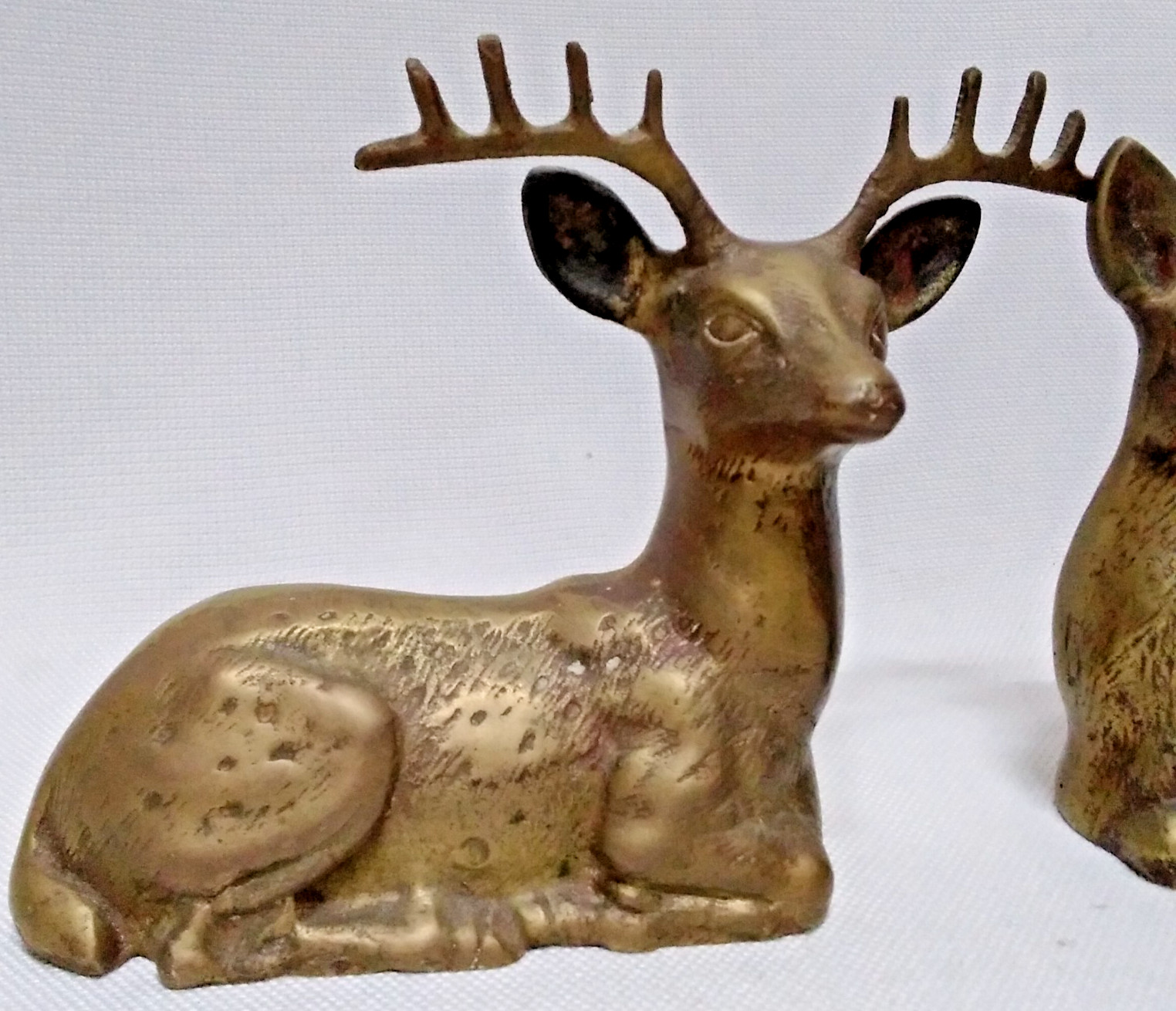 Vintage Brass Deer Buck & Doe Mid Century Modern MCM Figurines