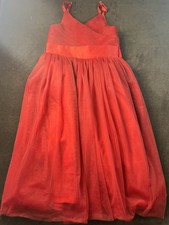 Red Tulle Girls Formal Dress With Adjustable Shoulder Strap