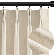 Beige Curtains 96 Inch Long, Cream Pinch Pleated 100 Blackout Thermal Insula...