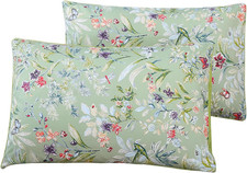 100 Cotton Pillowcases Standard Size Sage Green Garden Floral Printed