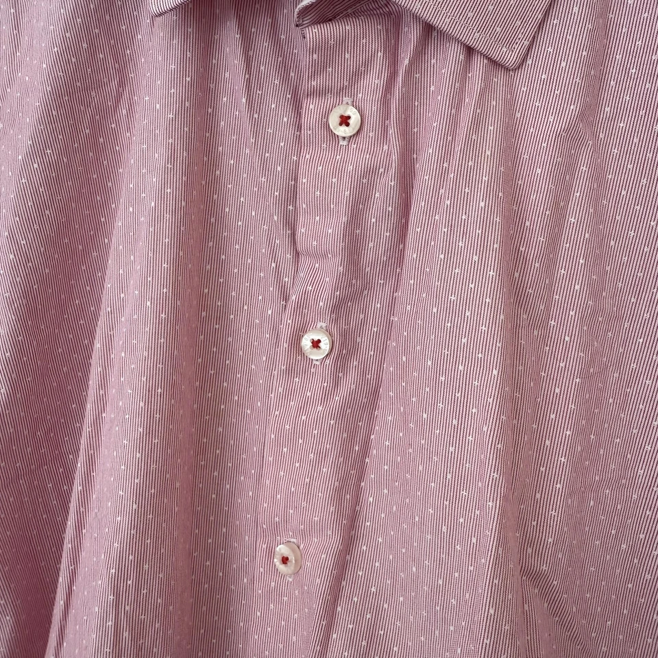 Рубашка мужская Versace L розовая на пуговицах современный крой - Изображение 2 из 4