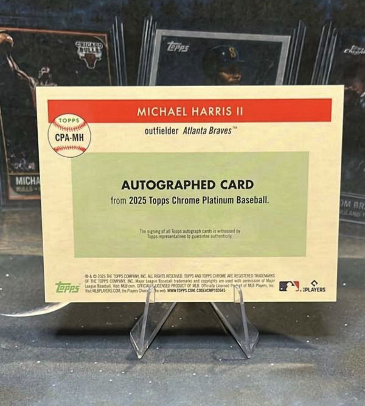 Topps 2025 Chrome Platinum Anniversary Michael Harris II RC Auto Gold /50 CPA-MH view 2