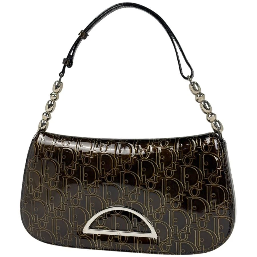 Dior — Dior Maris Pearl Trotter Patent Leather Brown Shoulder Bag #BS547