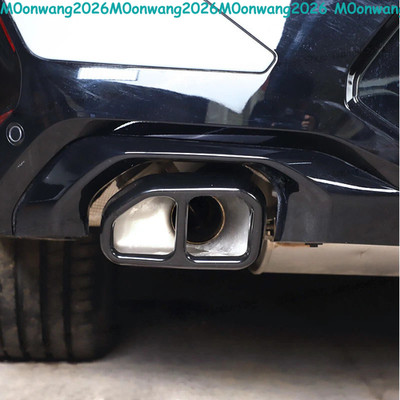 2x Black Steel Exhaust Tailpipe Muffler End Tips For BMW X3/G01 X4/G02 2022-2024