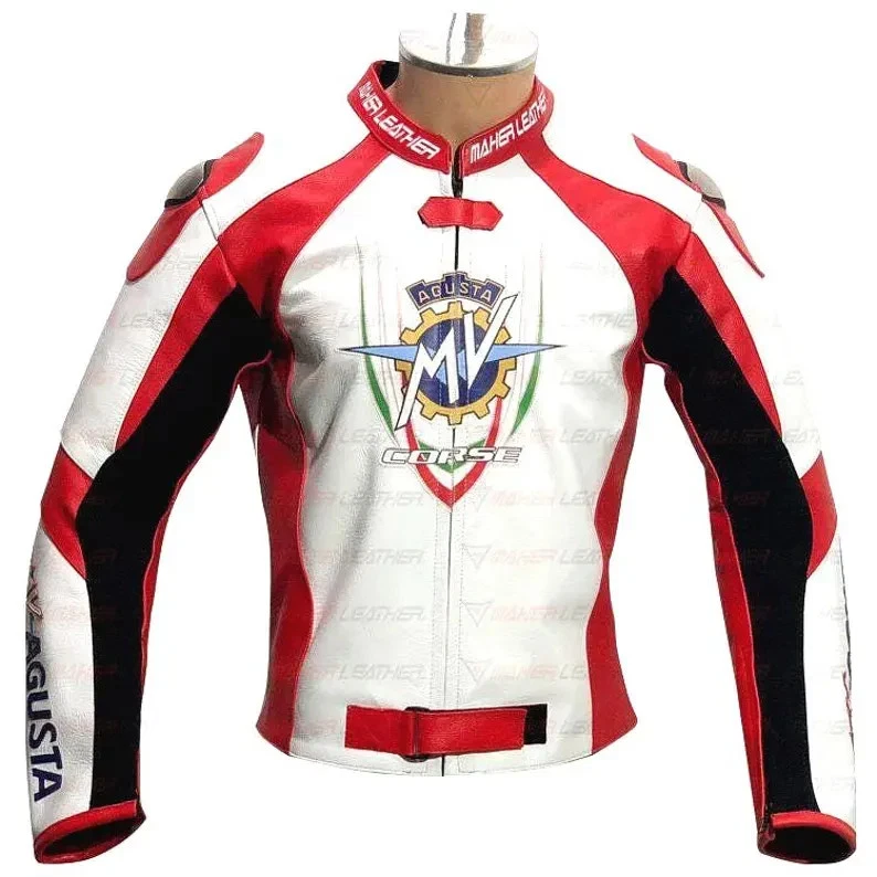 MV Agusta Racing Motorbike Leather Jacket New MV Agusta Motorcycle Biker Jacket - Image 4 of 4