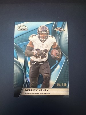 Derrick Henry 2025 Topps Chrome Black #8 Blue Refractor #101/150 Ravens