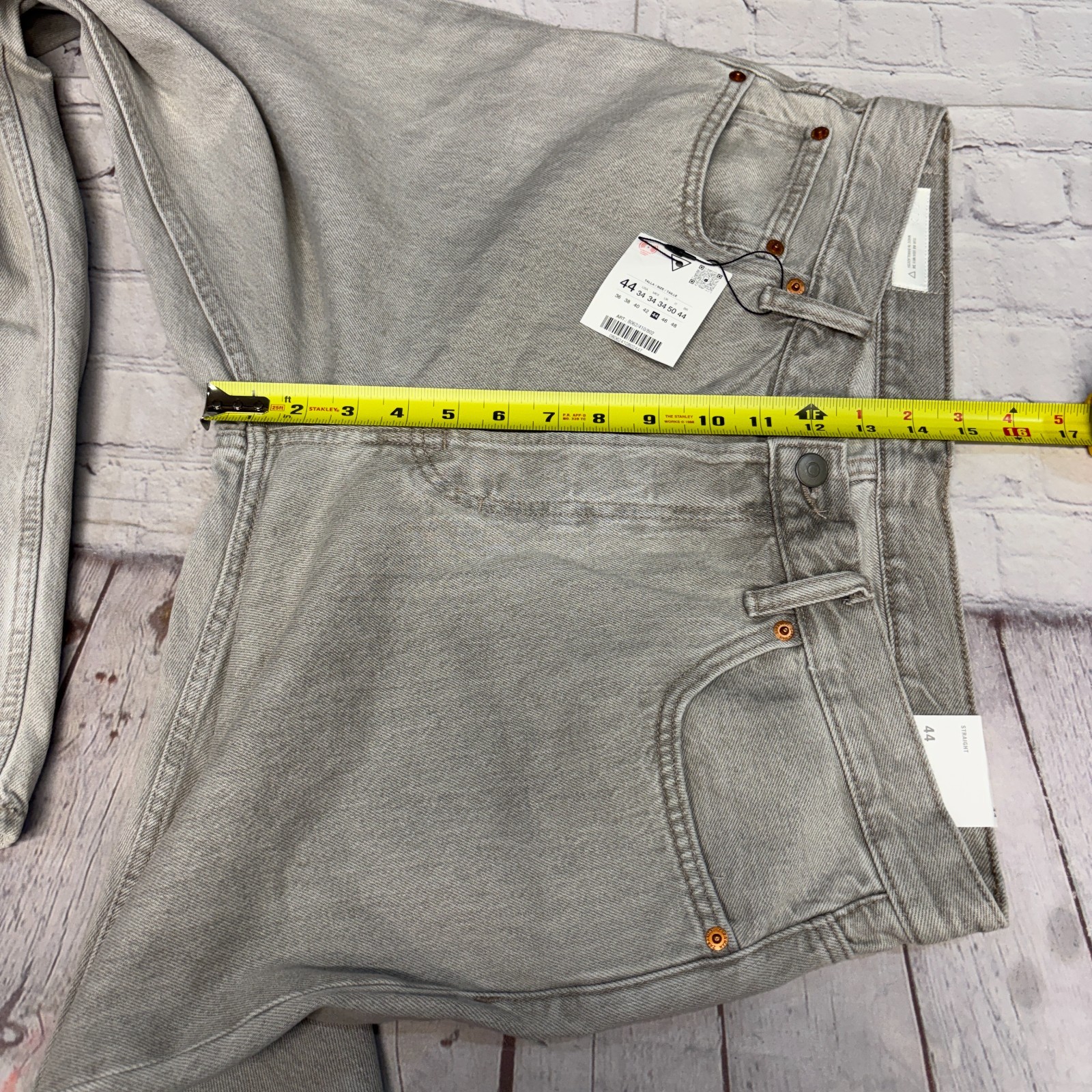 NWT Zara Men’s Gray Straight Leg Jeans Size 34 - 100% Cotton image 5