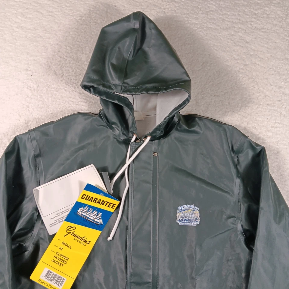 Grundens Jacket Mens Small Green Clipper Hooded 82 Pvc Heavy Duty Fishing NWT - Image 3 of 4