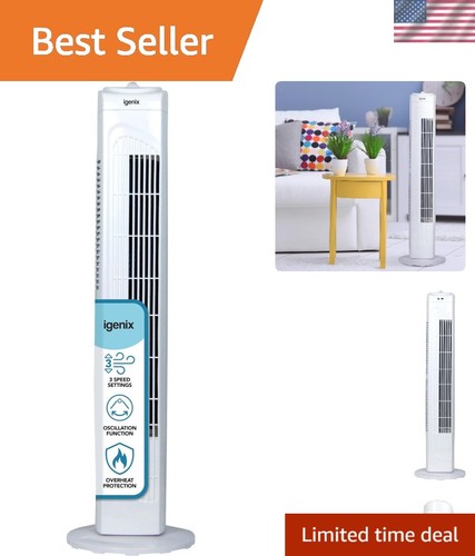 Elegant 29-Inch Tower Fan - Oscillating, Portable with 3 Speed Comfort Settings
