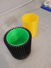 Two-Piece Pen Pot Black Ribbed Outer & Colour Insert Desk Organiser