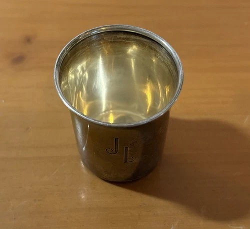 Vintage LUNT Sterling Silver Shot Glass Jigger Monogram "JL" 25g