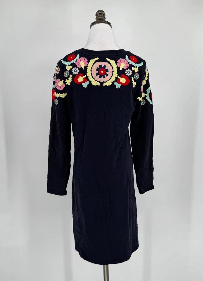 Boden Blue Floral Embroidered Long Sleeve Bohemian Tunic Dress Sz US 8L - Image 3 of 4