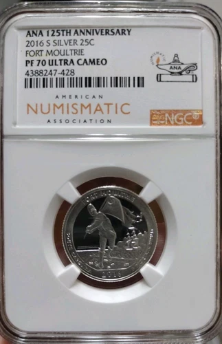 NGC PF70 Ultra Cameo 2016-S Silver Quarter Fort Moultrie ANA 125th Anniversary