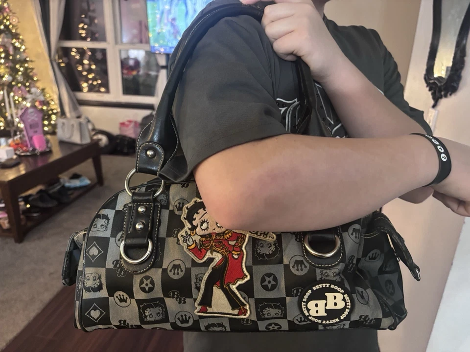 Bolso de hombro vintage edición limitada Betty Boop estampado a cuadros Foto 4 de 4