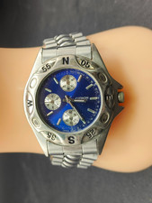 Vintage Citron Blue Dial Men’s Wristwatch Compass Style Bracelet Quartz Watch