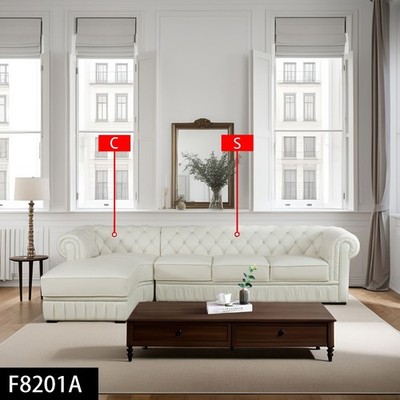 89'' White Cow Top Leather 2-Piece Living Room Sofa Set