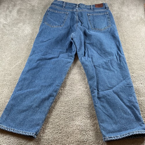 L.L.Bean Relaxed Fit Fleece Lined Jeans Men's 36 Blue Denim Winter Warm Pants - Picture 3 of 6
