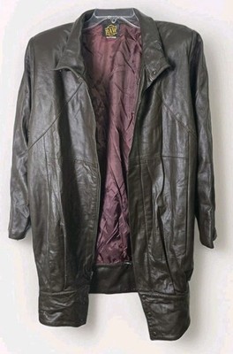Vintage RAW Leather Trench Coat Brown Genuine Leather Jacket