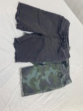 2 pair of Art Class boys black denim and green cammo cutoff shorts size S
