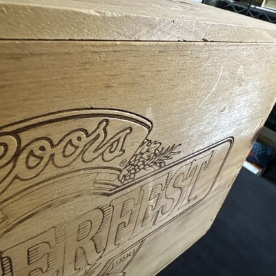 Vintage 1989 1990 Coors Winterfest Cedar Wood Beer Crate Box Rare