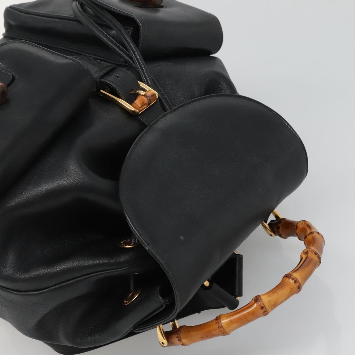 GUCCI Bamboo Backpack Leather Black Gold 003 2058 0016 Auth  display picture 3