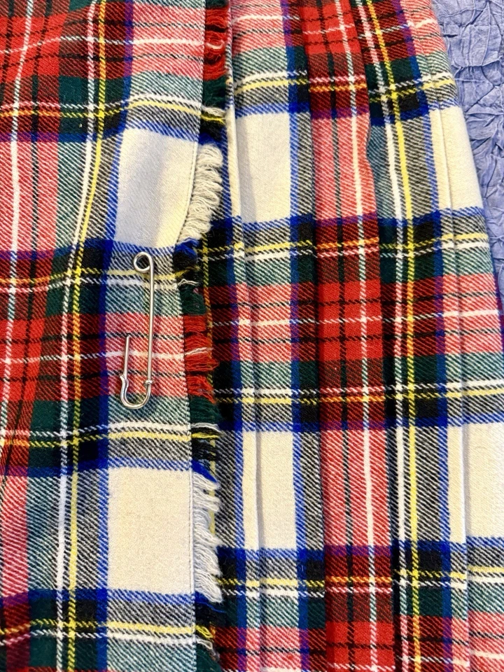 Vtg Wool Tartan Maxi Wrap Skirt Kilt UK 16 Plaid Academia Cottagecore Scotland - Image 3 of 4
