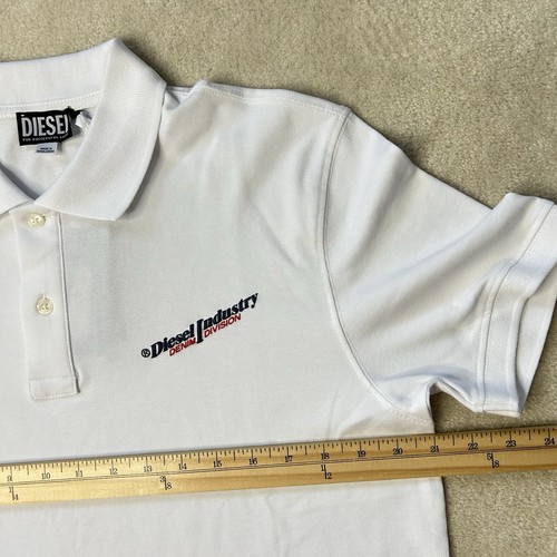 Diesel T-Smith Polo Shirt Men’s Large White Stretch Short Sleeve Logo - Picture 4 of 8