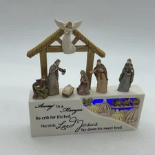 Light Up Nativity Christmas Scene Away In A Manger Table Top 3D Diorama