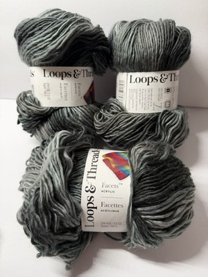 Loops and Threads Facets Colorway: Storm- 1 partial skein 2+ oz, 2 NEW 3.5oz LOT