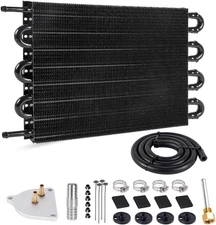 BARTOO Universal 5/16" Transmission Oil Cooler Kit, Aluminium alloy 8 Pass Tube 