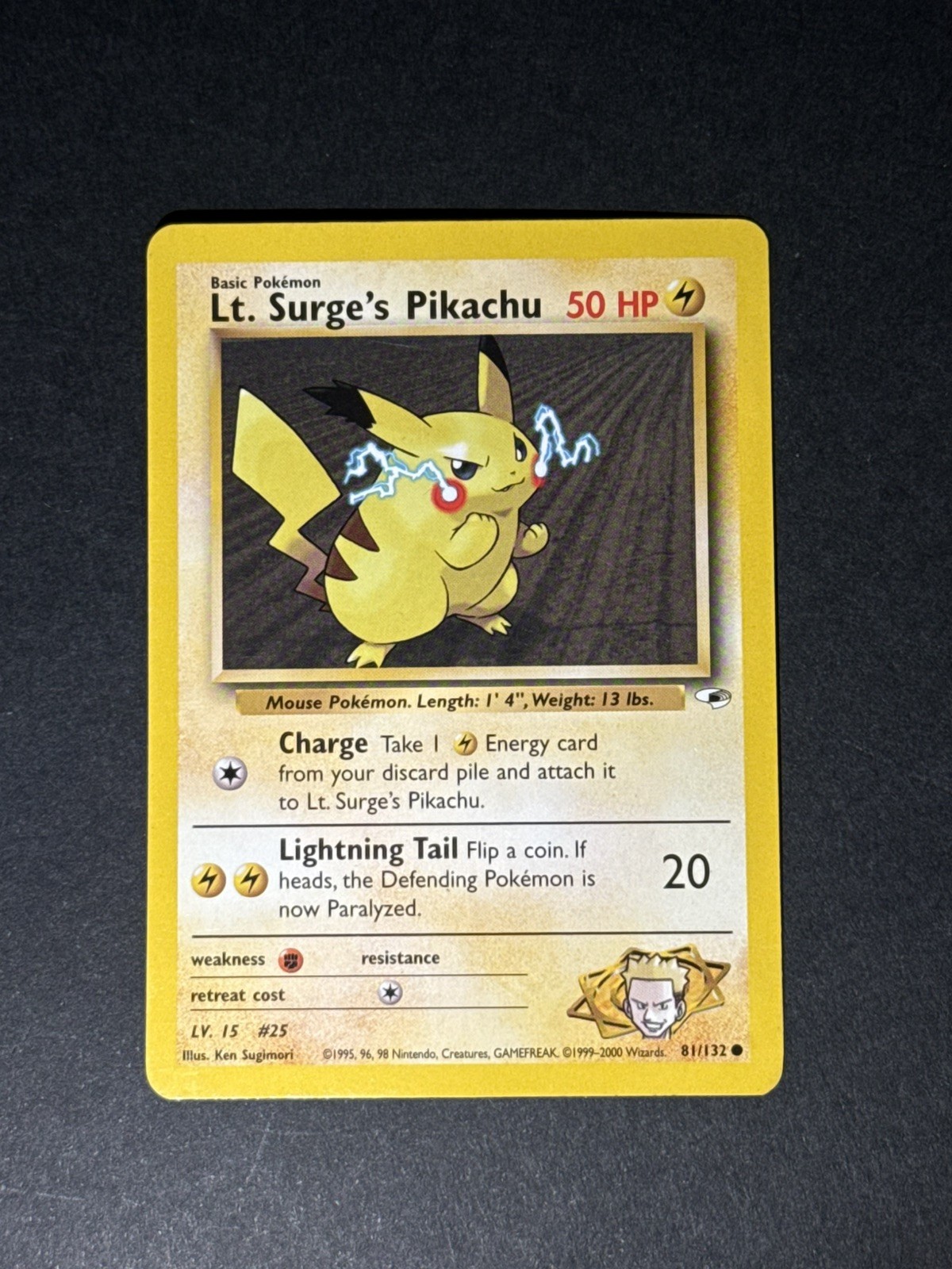 Lt. Surge's Pikachu 81/132 Gym Heroes Regular Pokemon Card