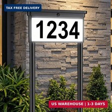 Solar Address Sign for Yard: 29" Double-Sided Lighted House Numbers with 12 Colo