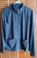 Med Couture Women's Black Solid Scrub Jacket Size S Polyester 8408