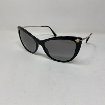 VERSACE Mod 4345-B GB1/11 57-17 BLACK GOLD W/ GRAY LENS SUNGLASSES