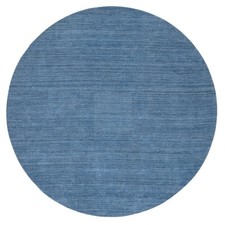 10'x10' Denim Blue Modern Design Soft Wool Hand Loomed Round Rug R64570